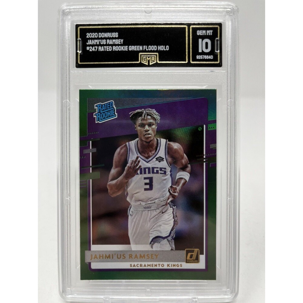 2020-21 Panini Donruss Rated Rookies Green Flood Jahmi'us Ramsey #247 GMA 10 RC
